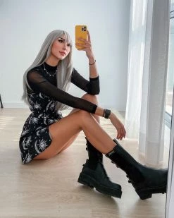 Unzzy HOT SALE Black Suspender Dress KF90587