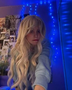 Unzzy HOT SALE Milky White Golden Long Curly Wig KF82144 21 Unzzy HOT SALE Milky White Golden Long Curly Wig KF82144