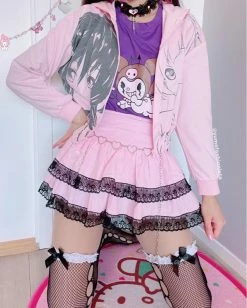 Unzzy Pink Lace Skirt KF81888