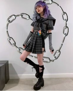 Unzzy Hip Hop Irregular Stitching Plaid Skirt KF50514 HOT SALE